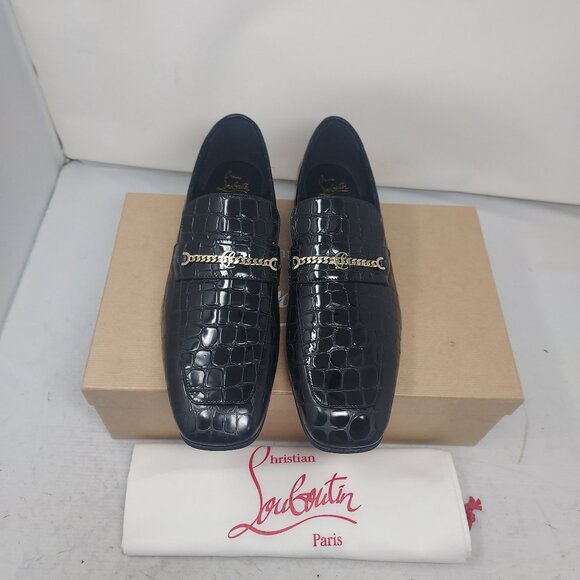 Christian Louboutin Mens MJ Moc Alligator Black Bit Loafer - Picture 4 of 13